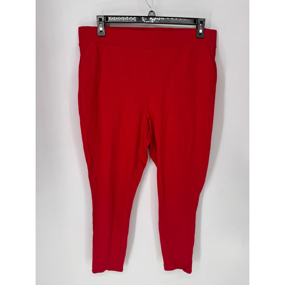 Torrid Pants Women Size 3 Red EUC Stretch Pull On Slim Leg Pockets Cotton Blend